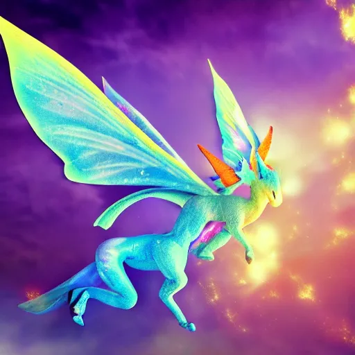 Image similar to fairy dragon on lsd ultra realistic 4 k high definition dramatic lighting high contrast mysterious