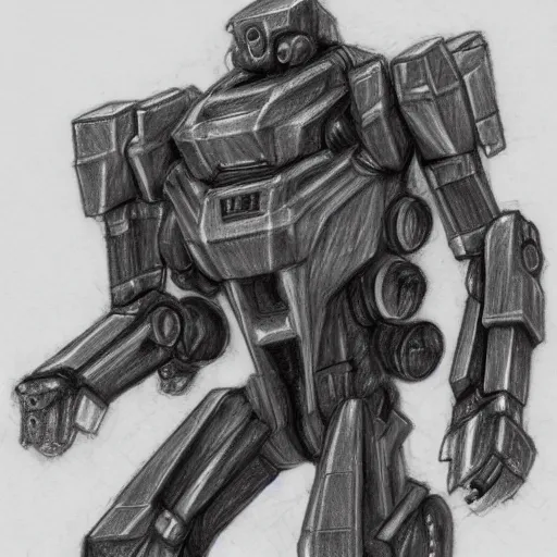 Prompt: humanoid mech, pencil sketch, concept art