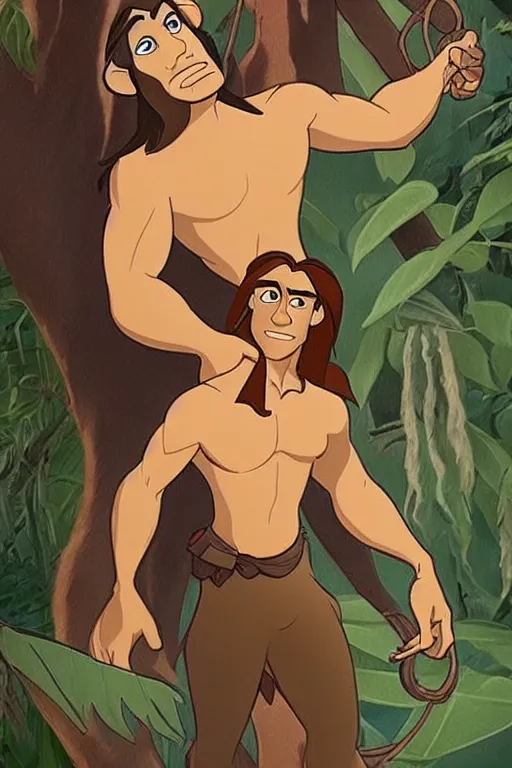 Prompt: disney's tarzan, solo portrait, very detailed, traditional animation 🖌🎥