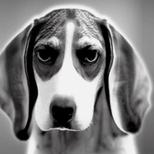 Prompt: An ultrasound scan of a pregnant woman. The scan clearly shows a beagle instead of a human baby. Photorealistic