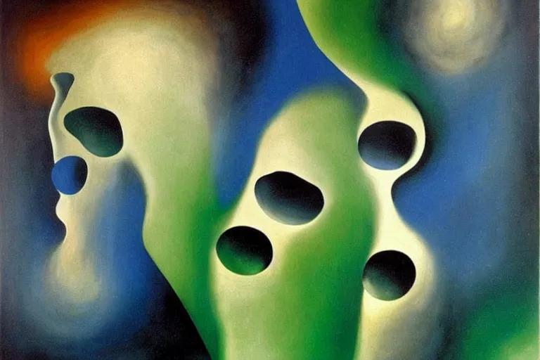 Image similar to born under a bad sign, good luck and trouble are my only friends, colors white!!, dark green, dark blue, surreal abstract painting by salvador dali