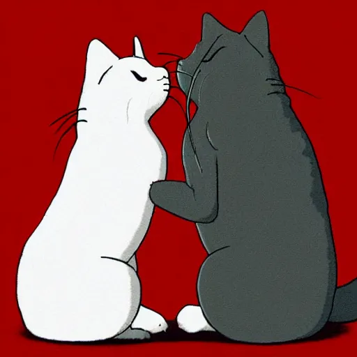 Prompt: two cats kissing, Studio Ghibli style,