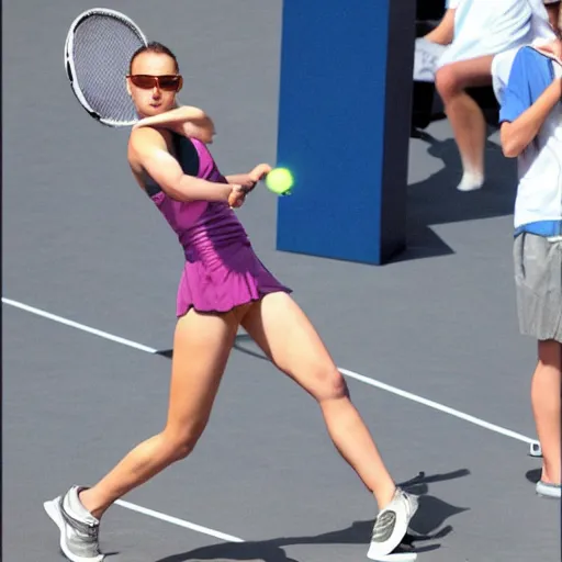 Image similar to natalie portman as thor playing tennis, marble sculpture