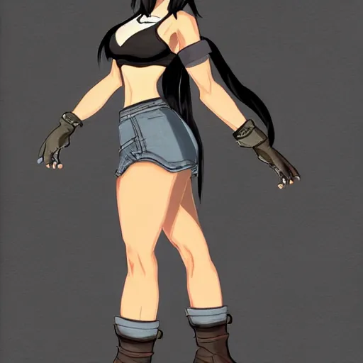 Prompt: stylised concept art of tifa lockhart posing