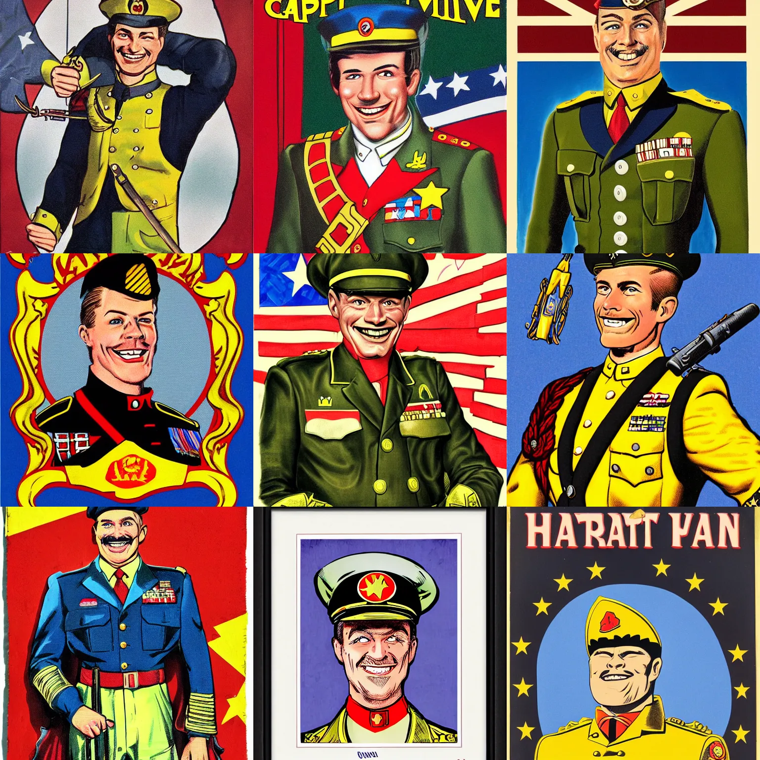 Prompt: portrait of captain banana, cheesy grin, heroic, vintage military uniform, by Arthur Adams