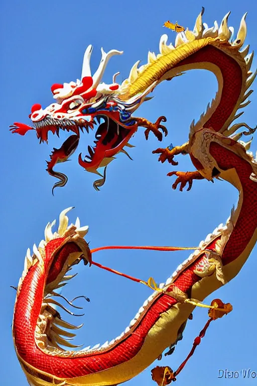 Prompt: A Chinese dragon soars to the sky，by Xision Wu