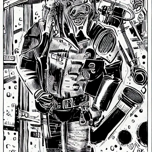 Image similar to a portrait of a sewer punk pig by al williamson