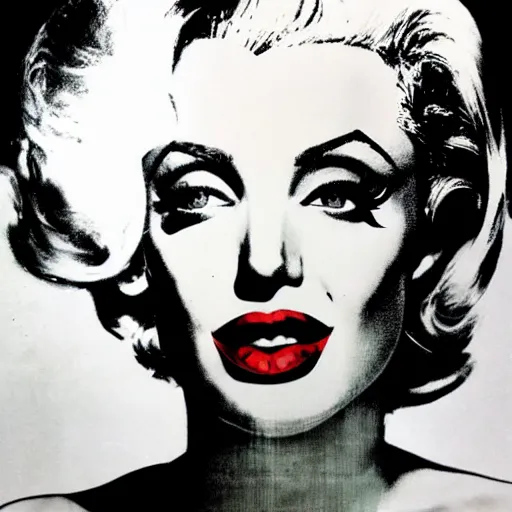 Image similar to an amazing award winning photo of angelina jolie as marilyn monroe by andy warhol