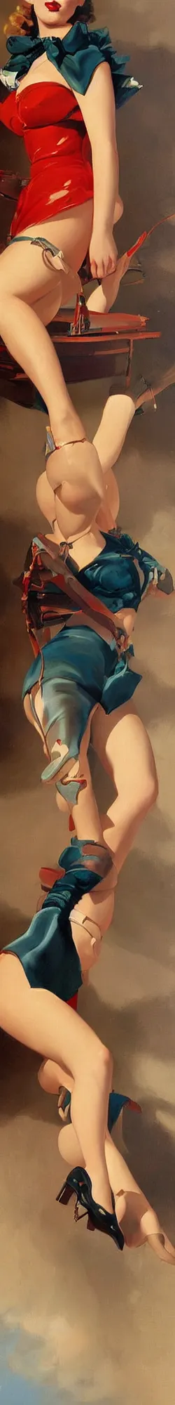 Image similar to a beautiful painting representative of the art style of gil elvgren