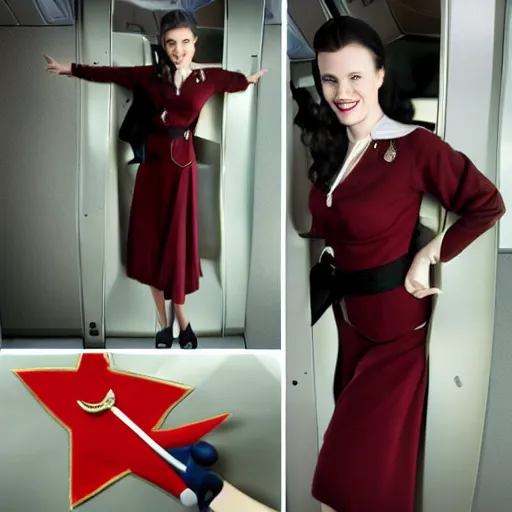 Prompt: arwen evenstar as an airline hostess