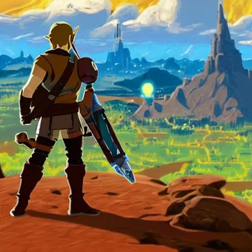 Prompt: Star Lord in The Legend of Zelda Breath of the Wild