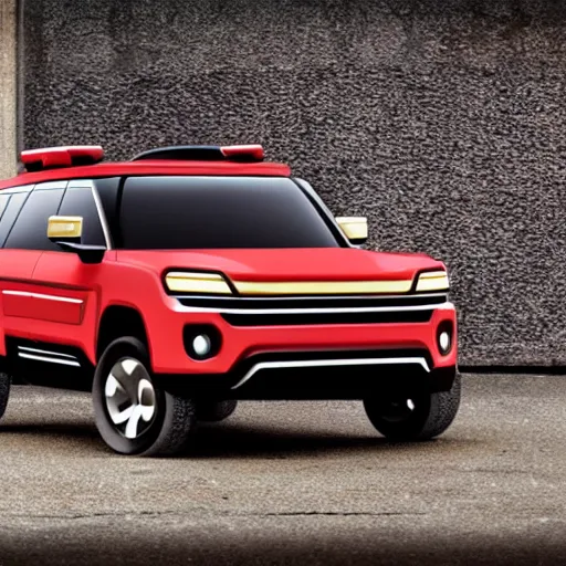 Prompt: suv designed to look like a big mac