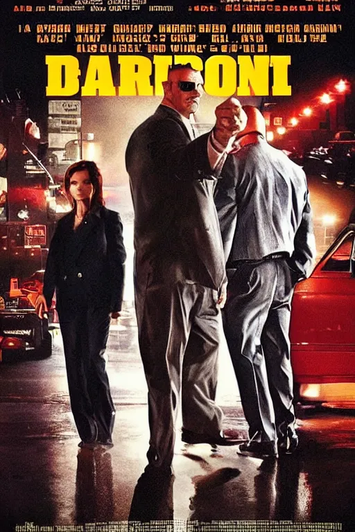 Image similar to “ a movie poster for a hard - boiled cop drama the informant starring mel gibson, dominic purcell, kate bosworth, and nick stahl set in 1 9 9 0 s queens. cinematic rainy night. ”