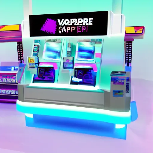 Image similar to vaporwave breakable convenience store robo - cashier