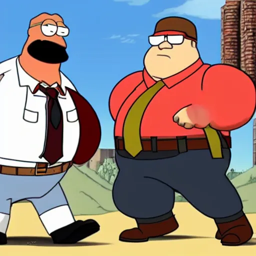 Prompt: heavy from team fortress 2 meets peter griffin in style of family guy