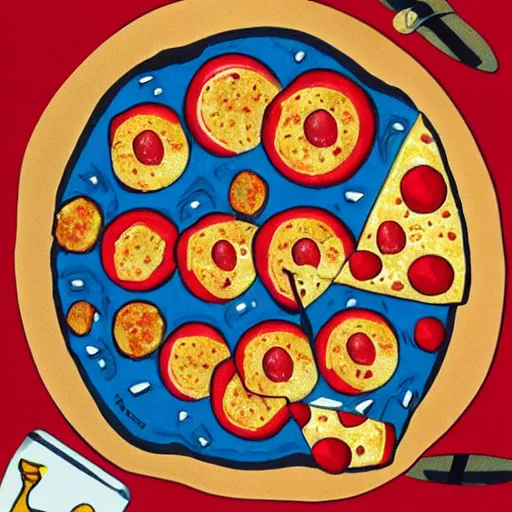 Image similar to surreal pizza