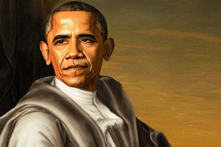 Image similar to painting of obama in the style of renaissance, 8K