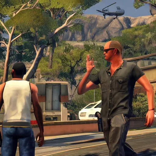 Prompt: promotional screenshot of grand theft auto videogame set in south africa