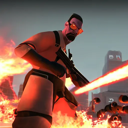 Image similar to Gordon Freeman in Team fortress 2, 4k screenshot of Team fortress 2 gameplay, 8k hdr showcase