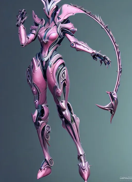 Prompt: extremely detailed goddess shot, front shot, low shot, of a beautiful saryn warframe, that's a giant beautiful stunning anthropomorphic robot female dragon with metal cat ears, posing elegantly, detailed sharp robot dragon claws, sharp clawed robot dragon feet, streamlined pink armor, thick smooth warframe thighs, long elegant tail, detailed warframe fanart, destiny fanart, high quality digital art, giantess art, furry art, 3D realistic, warframe art, Destiny art, furaffinity, DeviantArt, artstation, 8k HD, octane render