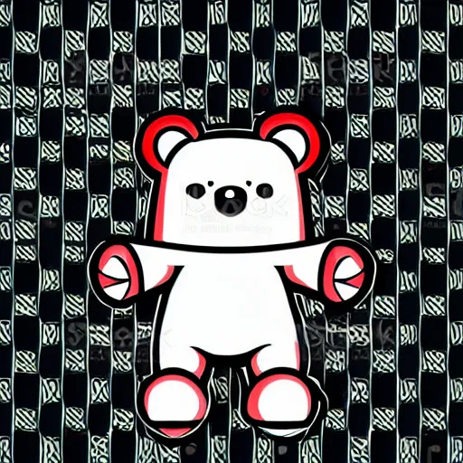 Image similar to Blood thirsty teddy bear from a horror movie, sticker, highly detailed, colorful, illustration, drama, smooth and clean vector curves, no jagged lines, vector art, smooth