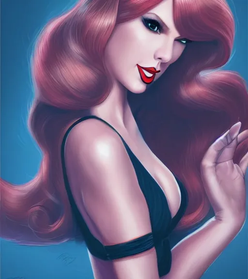 Image similar to Taylor Swift cosplaying as jessica rabbit, by artgerm, deviantart