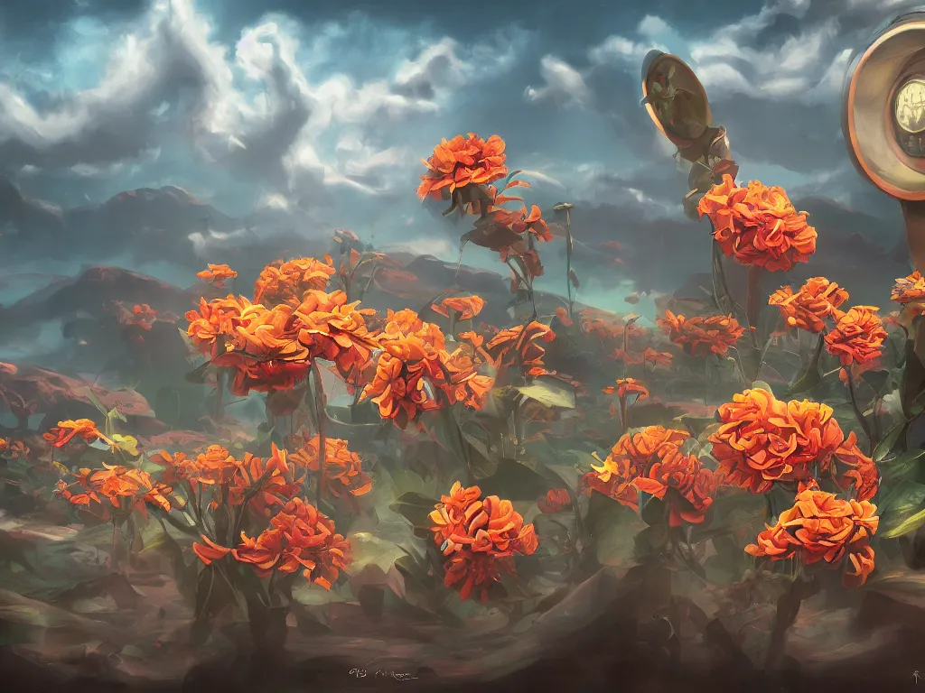 Image similar to retro painting of surreal waiim flower, by bryen frost, highly detailed, hyperrealism, excellent composition, cinematic concept art, dramatic lighting, trending on artstation