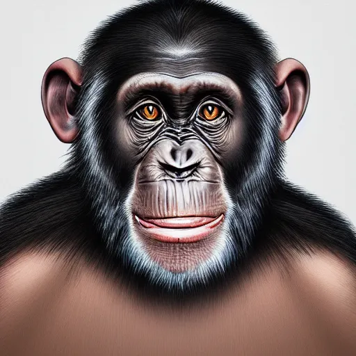 Image similar to mugshot of photorealistic chimpanzee