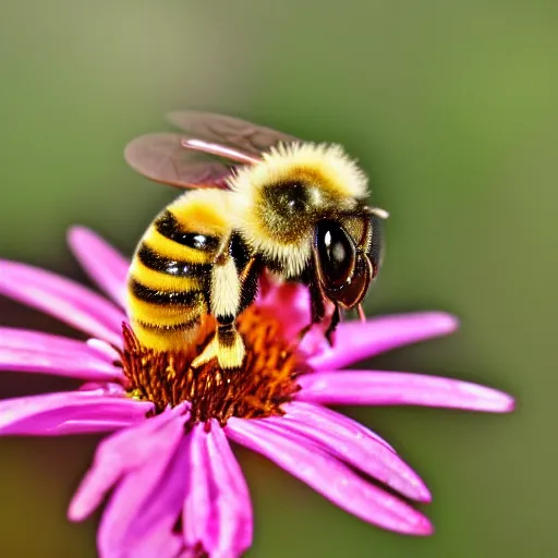 Prompt: an adorable bee golden hour, bokeh,