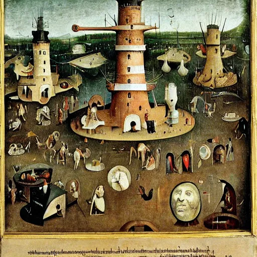 Prompt: a depication of a factory in the style of Hieronymus Bosch.