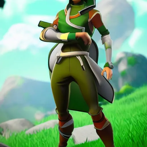 Image similar to toph beifong in fortnite, character render, full body shot, highly detailed, in game render