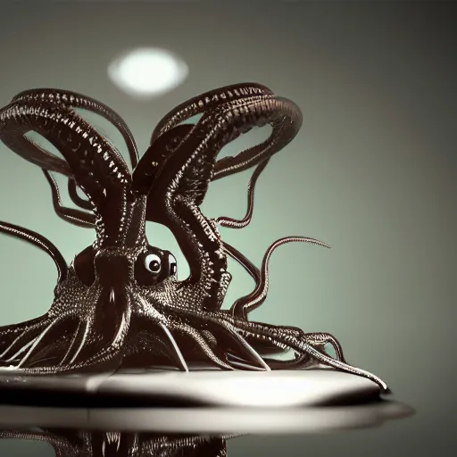 Image similar to robotic octopus, octane render, 4K, realistic reflection