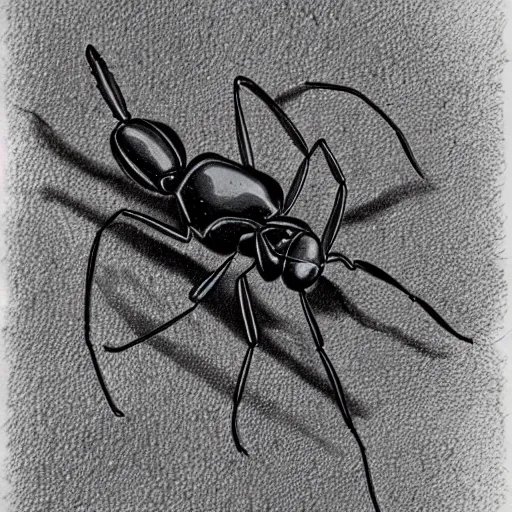 Image similar to ant, black and white, botanical illustration