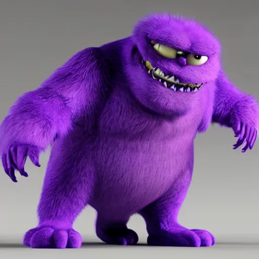 Image similar to big fat fluffy purple 3 d rendered monster