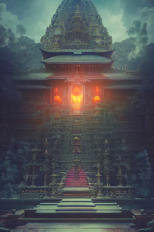 Prompt: an abstract concept art. indian and japanese mythology. mystical. mysore. octane render. vivid cinematic lighting. epic concept art. artherm and rutkowski. esoteric. beautiful.