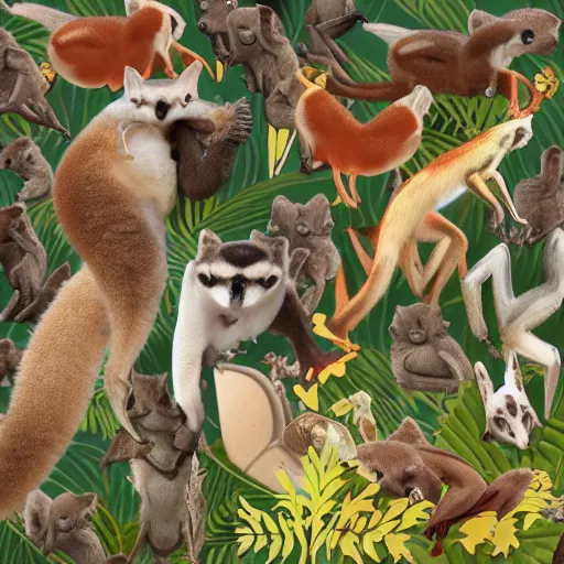 Image similar to Sugar glider, Tamandua, Gerenuk, Cuttlefish, Gecko, Sand cat, Bee hummingbird, Tree kangaroo, Racoon dog, Pygmy hippopotamus , Leafy sea dragon, Elephant Shrew, Quokka, Margay, Klipspringer, Fennec Fox, Tawny frogmouth, Tarsier, Quetzal, Star-nosed mole hybrid