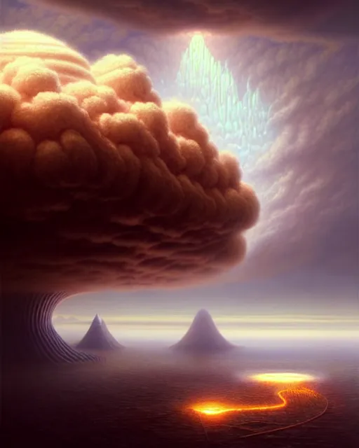 Image similar to a hyper - detailed 3 d render of venusian cloud farming, surrealism!!!!! surreal concept art, lifelike, photorealistic, digital painting, aesthetic, smooth, sharp focus, artstation hd, by greg rutkowski, bruce pennington, valentina remenar and asher duran,