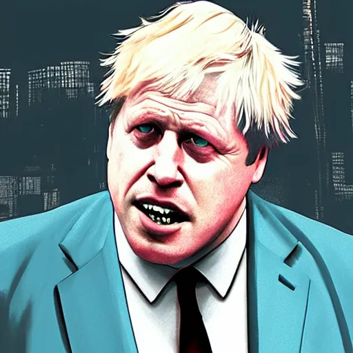 Image similar to boris johnson in gta v, cover art by stephen bliss, boxart, loading screen