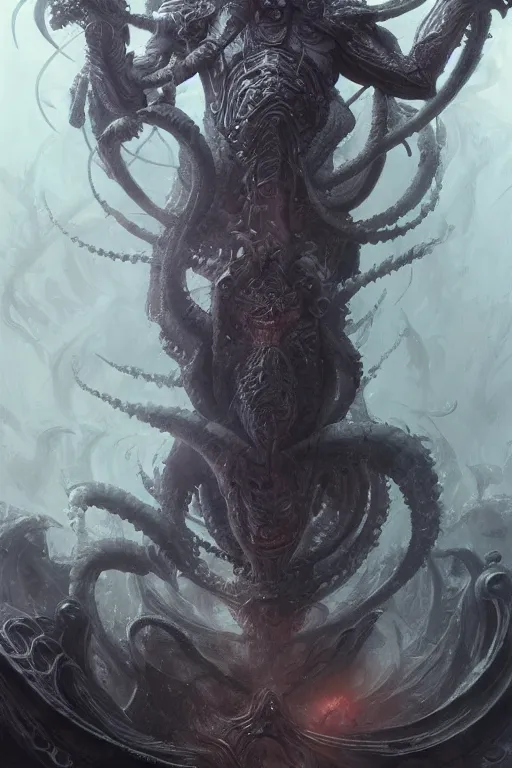 Image similar to the elder god slaanesh, dark, intricate, highly detailed, smooth, artstation, digital illustration by ruan jia and mandy jurgens and artgerm and wayne barlowe and greg rutkowski and zdzislav beksinski