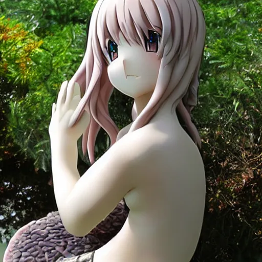 Prompt: Anime girl statue