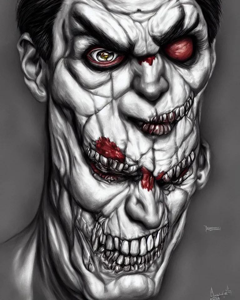 Image similar to a realistic digital painting portrait of bolsonaro as a zombie clown by artgerm