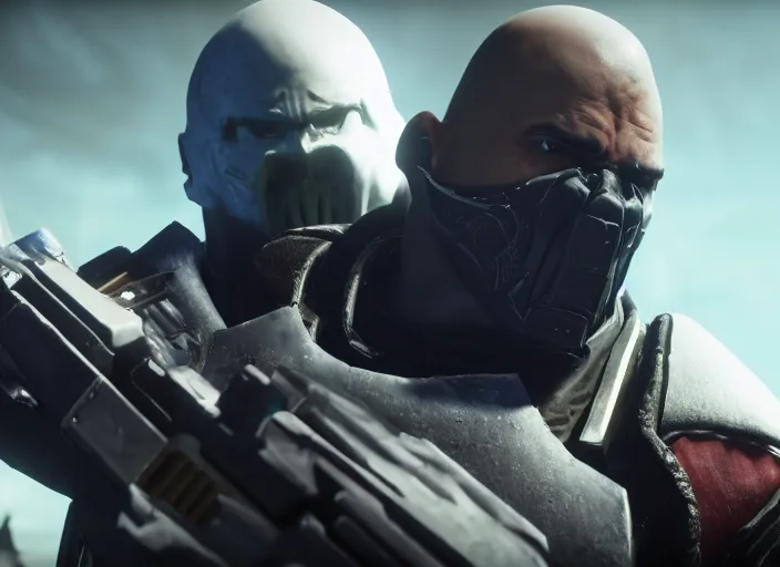 Image similar to Kevin Gates playing as Zavala in a Destiny 2 cutscene, 35mm photography, highly detailed, cinematic lighting, 4k