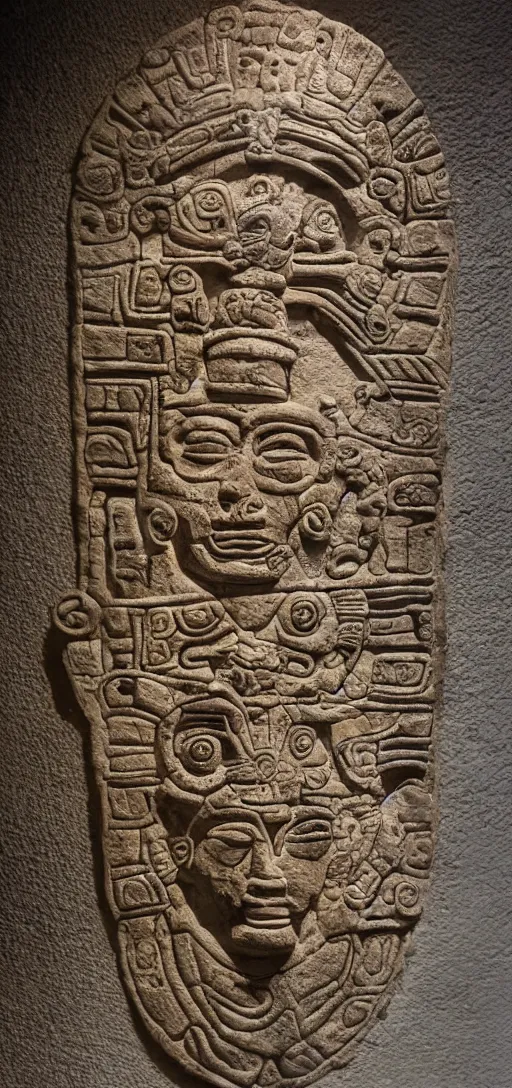 Image similar to a nicely lit high definition digital 8 0 mm photo of ancient mayan wall sculpture engraving about aliens and marijuana