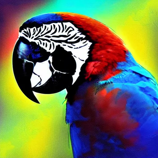 Prompt: digital painting, digital art, bill sienkiewicz, parrot