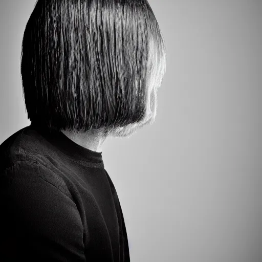 Prompt: profile portrait of a typical person with incredible hair by david Bailey, gelatin silver finish, nd4, 85mm, perfect studio lighting