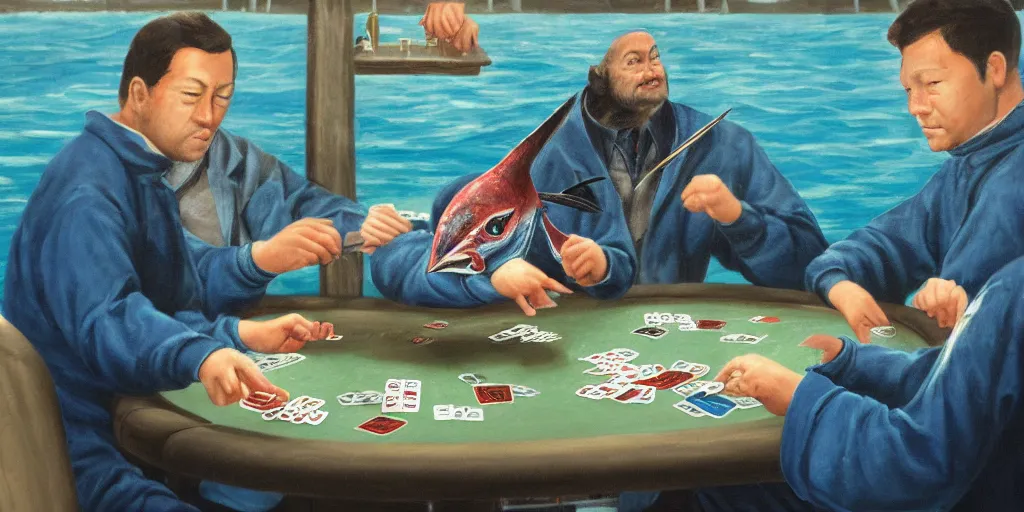 Image similar to Bluefin Tuna playing poker