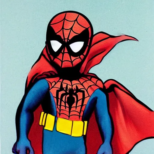 Image similar to spiderman wearing batman costume by christensen, james c