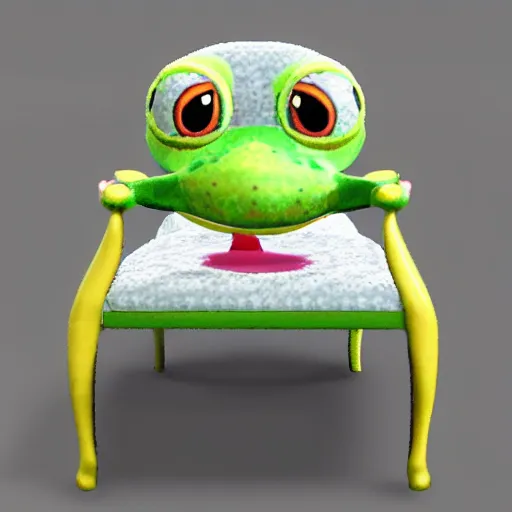 Image similar to froggy chair, 3d model, animal crossing, froggy chair, adorable, cute, detailed