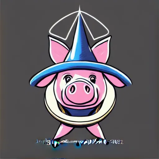 Image similar to digital art logo, pig with wizard hat, by James Jean and by artgerm , ultradetailed, trending on artstation,
