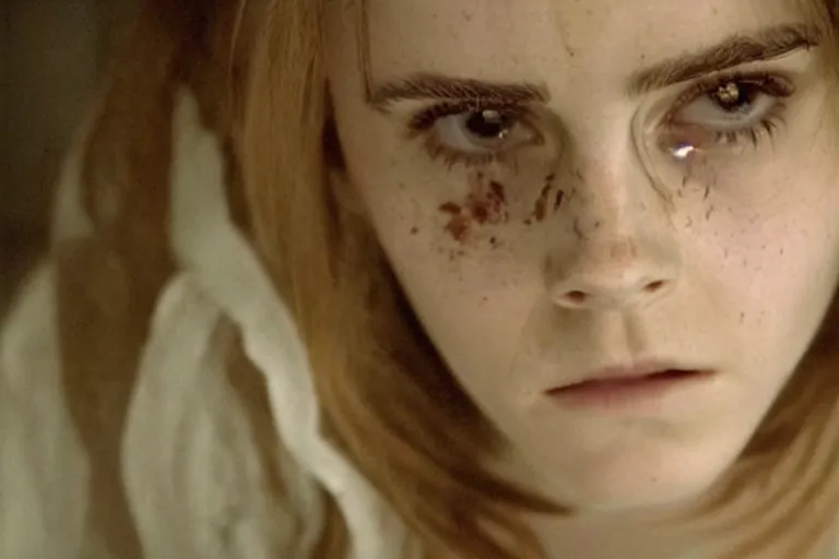 Prompt: a still of emma watson, starring as the ghost in the ring (2002), horror